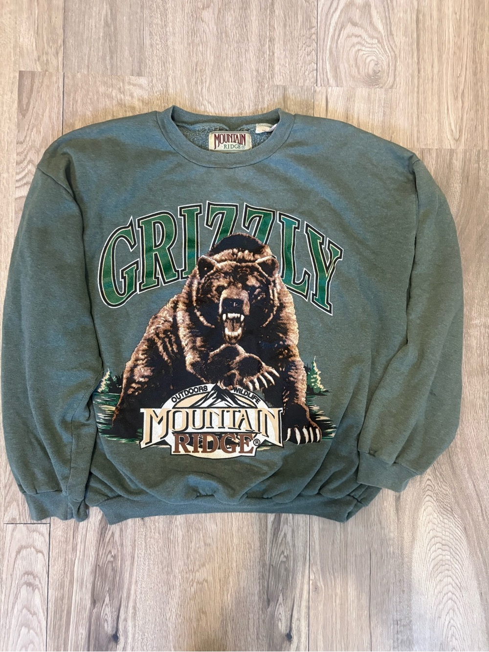 Mountain Ridge grizzly bear sweatshirt size L - green